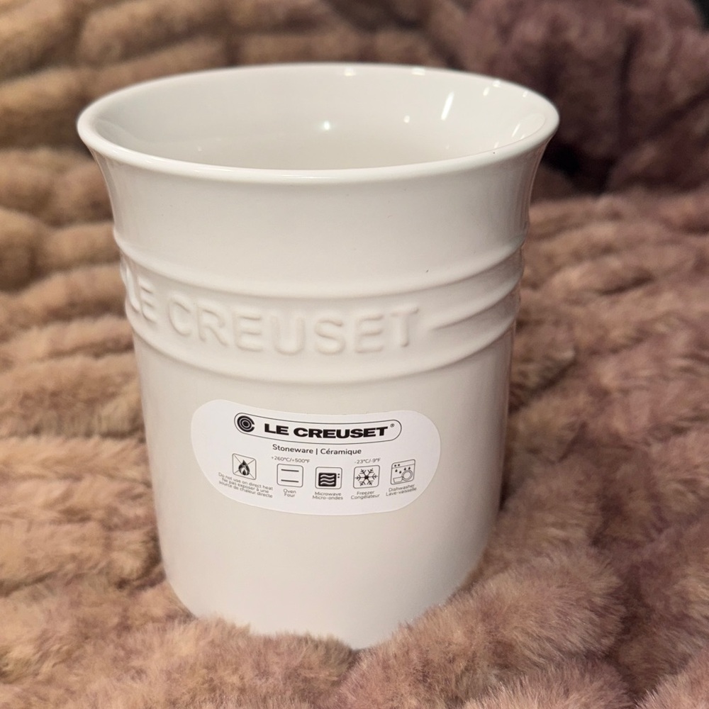NWT Le Creuset Stoneware Signature Utensil Crock, white, large - 1 liter